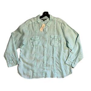 NEW NWT TEAL BLUE TOMMY BAHAMA 100% LINEN BUTTON UP/BLOUSE RETAILS @ $128
